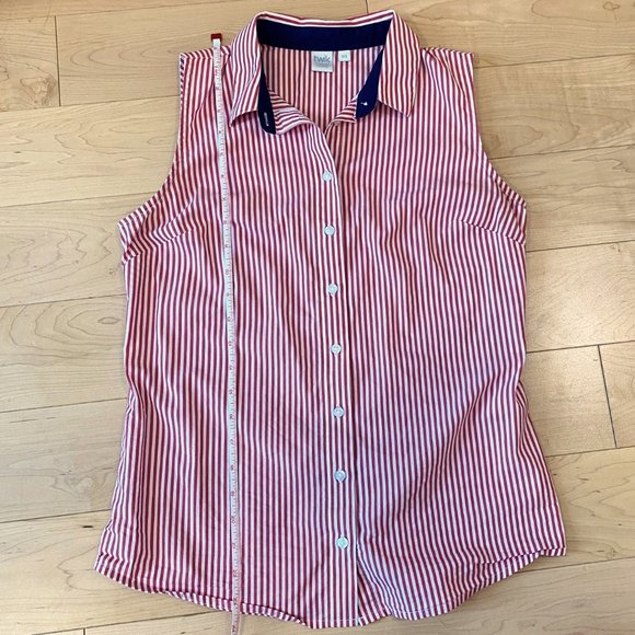 Twik Red and White striped sleeveless button up blouse - Picture 9 of 11